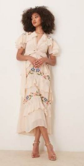sachin and babi light blue dress Hope & Ivy Reine Navy Embroidered Midaxi Dress main image 0