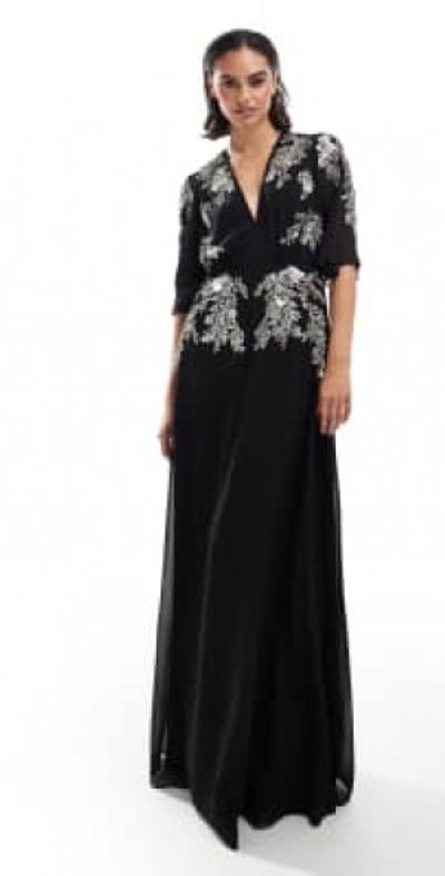 embellished flutter sleeve maxi dress Florence Embellished Flutter Sleeve Maxi Dress Blue | Evening Dresses