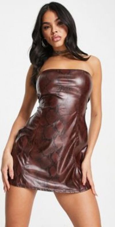 I Saw It First - faux leather mini bandeau dress in multi