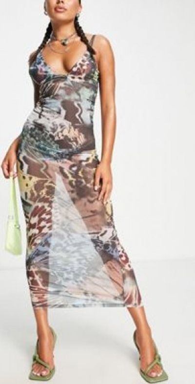 knee length dresses for ladies ELNA MESH DRESS – SAEMDI
