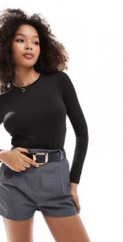 JDY JDY round neck second skin bodysuit in black