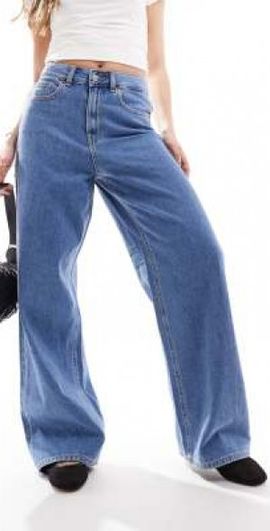 JJXX JJXX Tokyo high rise wide leg jeans in mid blue