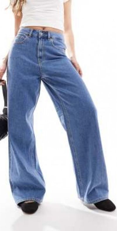 JJXX JJXX Tokyo high rise wide leg jeans in mid blue