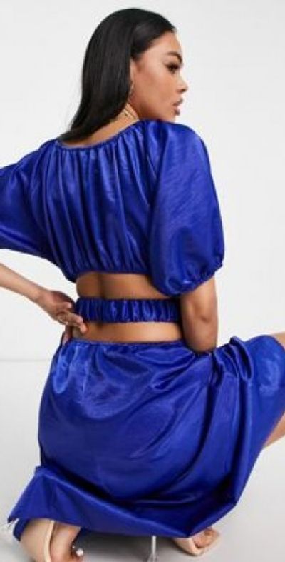 John Zack John Zack summer bright open-side dress in blue