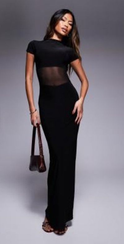 bodycon dress hijab Women's Parade Bodycon Asymmetric Neck Spandex Maxi Dress S/M/L/XL/Customize Black/White MEAN BLVD Black / Customize main image 1