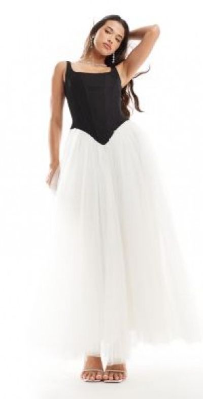white christmas dresses Miss Circle Women's Walterina Fuchsia Satin Strapless Drop Waist Corset Gown main image 0