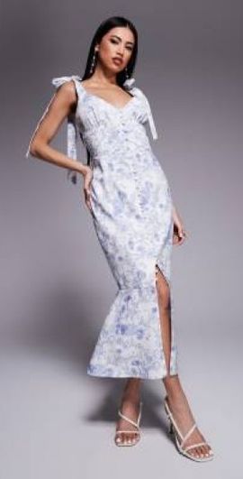 Lavish Alice - satin cowl neck button detail midi dress in cream-White