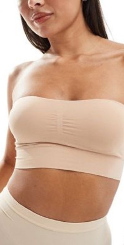 Lindex Lindex seamless bandeau soft bra with removable padding in beige-Neutral