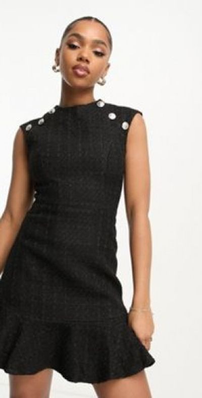 blue grey dress illusion Lipsy London Navy Blue Sequined Dress UK 22 Womenswear