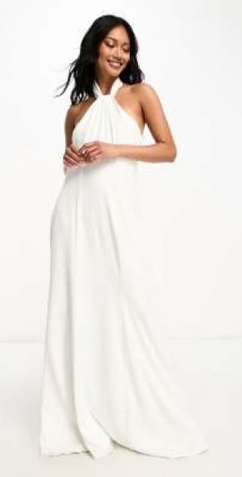 Little Mistress - Bridesmaids bardot gathered maxi dress in mesh in blue
