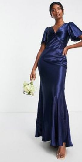 knee length dresses for ladies Blue Print Chiffon Maxi Dress main image 1