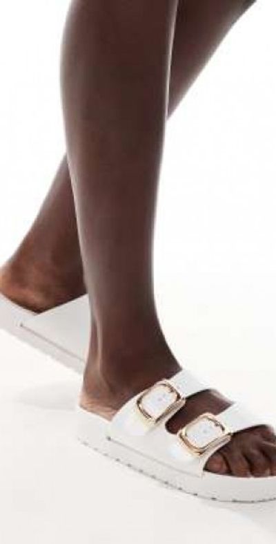 London Rebel London Rebel Andi buckle sandals in white
