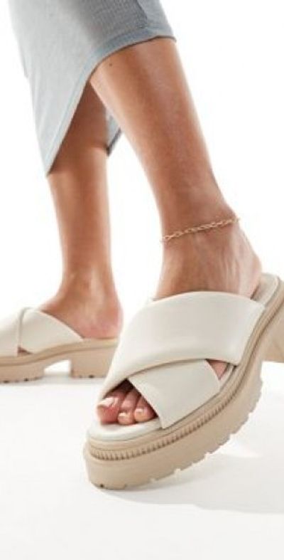 London Rebel London Rebel cross strap chunky sandals in off white