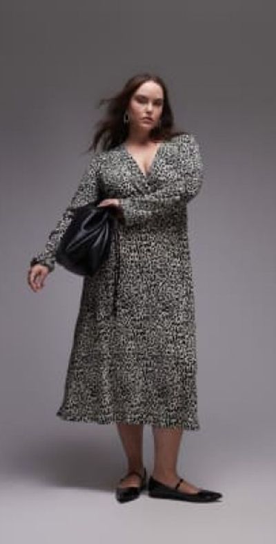 Mango - curve leopard print midi dress in white