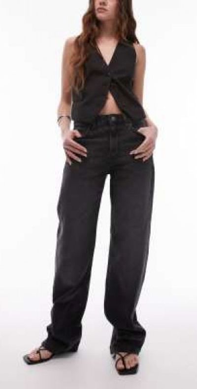 Mango Mango Miami mid rise straight leg jeans in washed black
