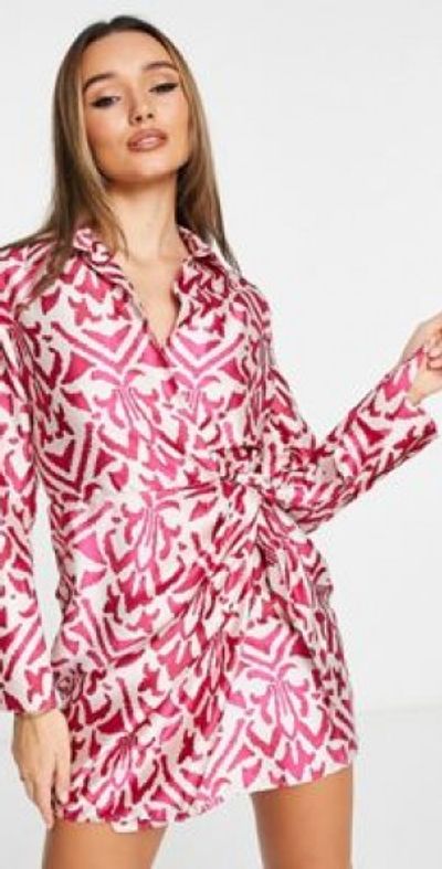 oversized mini dress Marion Oversized Puff Sleeve Babydoll Mini Dress FUCHSIA / XS by Sugarlips