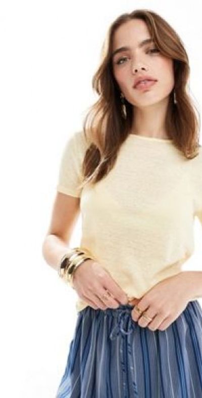 Mango Mango washed t-shirt in pale yellow