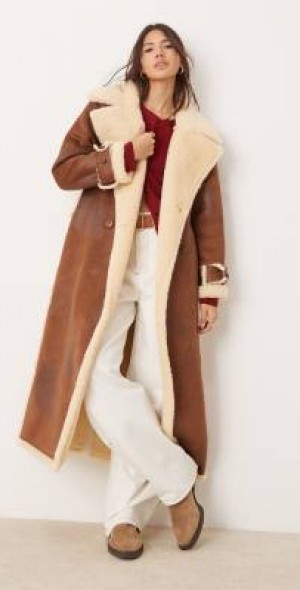 Miss Selfridge Maxi Long Coat Belted Coat Miss Selfridge Leopard