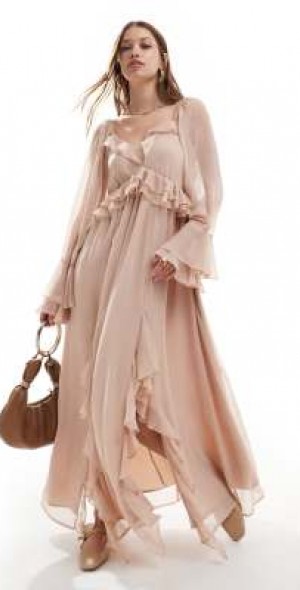 Ruffle Dress Asos Chiffon Maxi Dress ASOS EDITION Drop Waist Maxi - Main Image