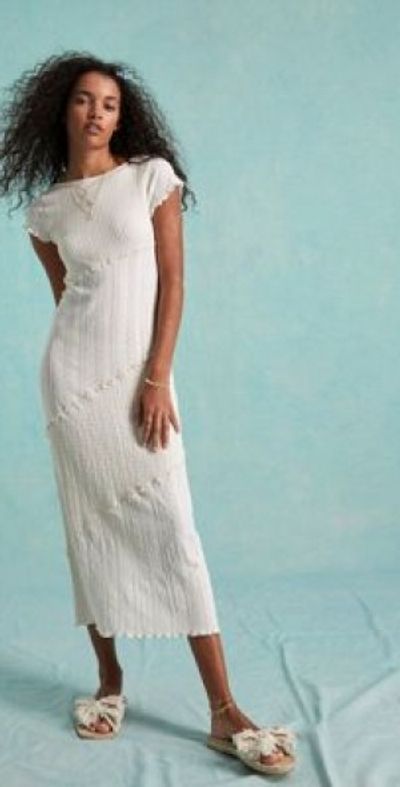 Miss Selfridge mixed texture scoop back maxi dress in stone-White