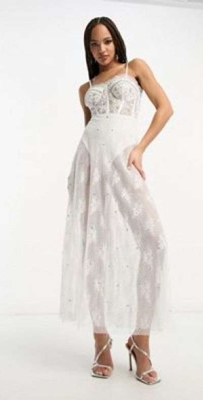 Miss Selfridge Premium embellished premium cami corset maxi