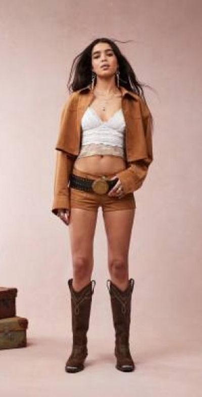 Monki Monki faux suede micro shorts with pocket detail in tan - part of a set-Brown