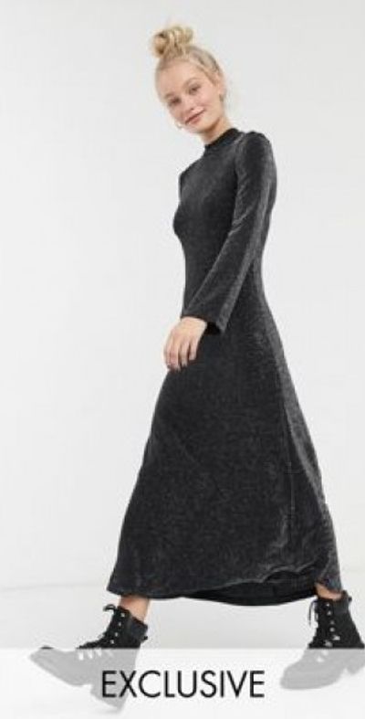 Monki - high neck maxi dress in black glitter Monki - high neck maxi dress in black glitter