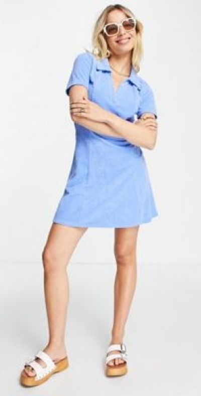 Monki - terrycloth tennis dress in bright blue