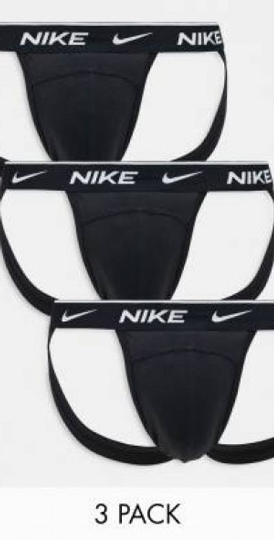 Nike Nike Dri-FIT Essential Micro 3 pack jock straps in black