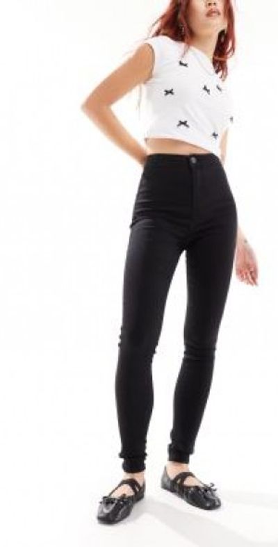 Noisy May Noisy May Ella super-high waist skinny jeans in black