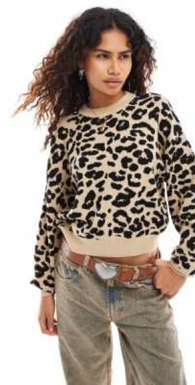 Noisy May Noisy May knitted sweater in leopard-Black