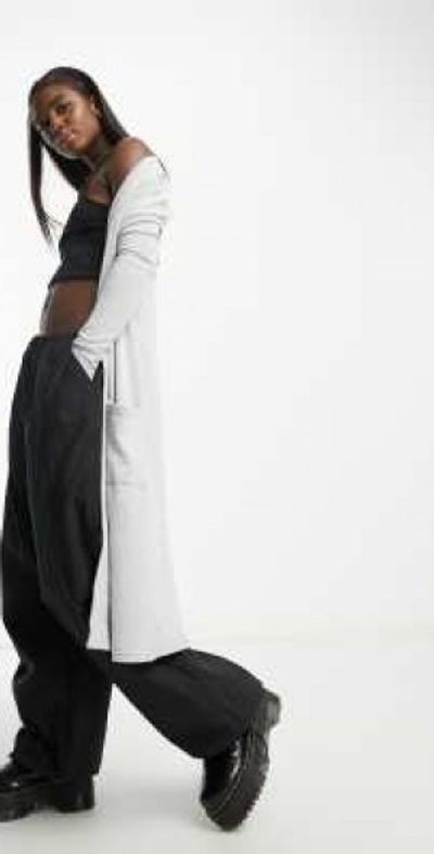 Noisy May Noisy May lightweight longline cardigan in gray