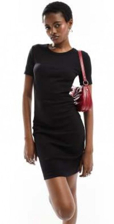 Noisy May Noisy May ribbed mini T-shirt dress in black