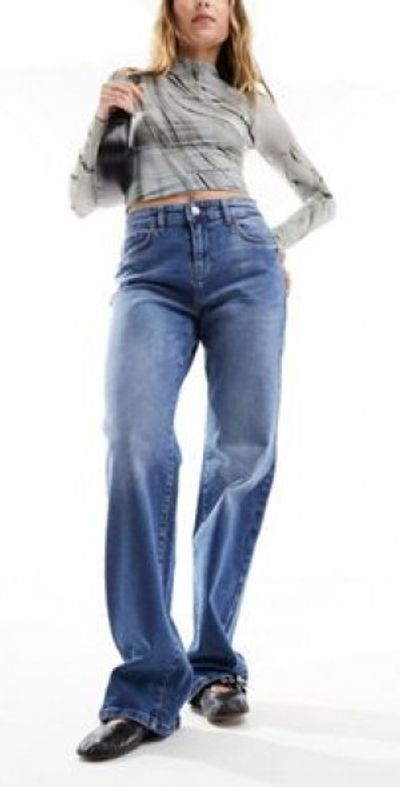 Noisy May Noisy May Yolanda wide jeans in mid wash blue