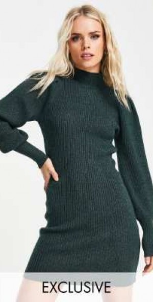 Volume sleeve high neck knitted sweater cheap