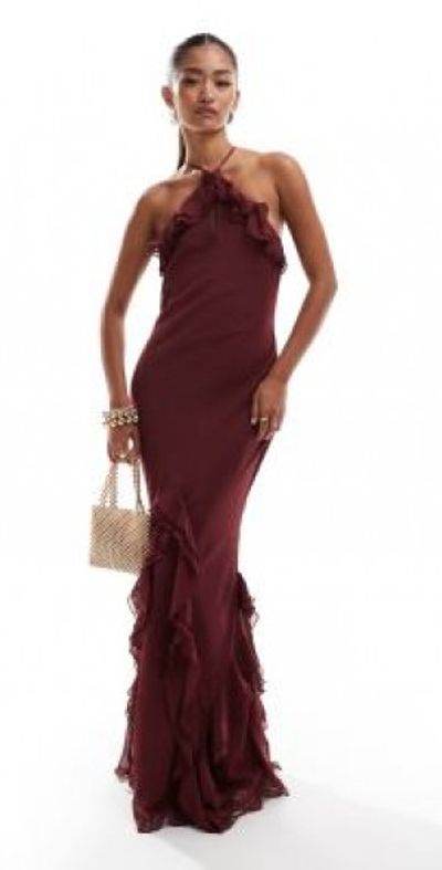 satin and lace maxi dress Cream Satin Lace Trim Maxi Dress