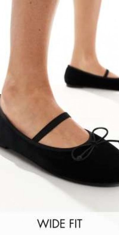 Public Desire Public Desire Alexa bow ballet flats with strap in black velvet