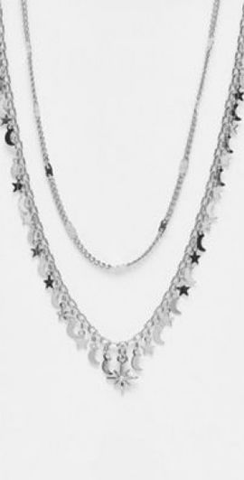 Reclaimed Vintage Reclaimed Vintage astrology multirow necklace in silver-Gold