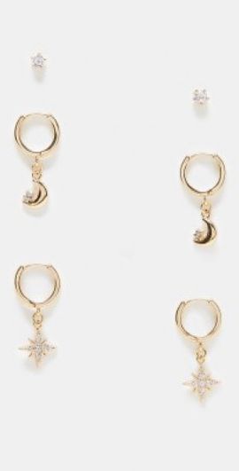 Reclaimed Vintage Reclaimed Vintage earrings multipack with moon and star-Gold