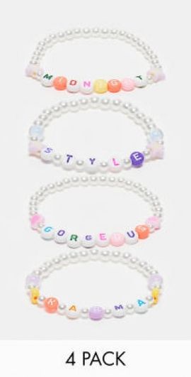 Reclaimed Vintage Reclaimed Vintage festival 4-pack bracelet pack-Multi