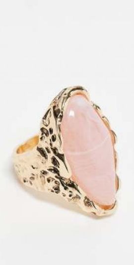 Reclaimed Vintage Reclaimed Vintage gold ring with faux rose quartz