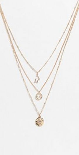 Reclaimed Vintage Reclaimed Vintage inspired constellation star multirow necklace-Gold