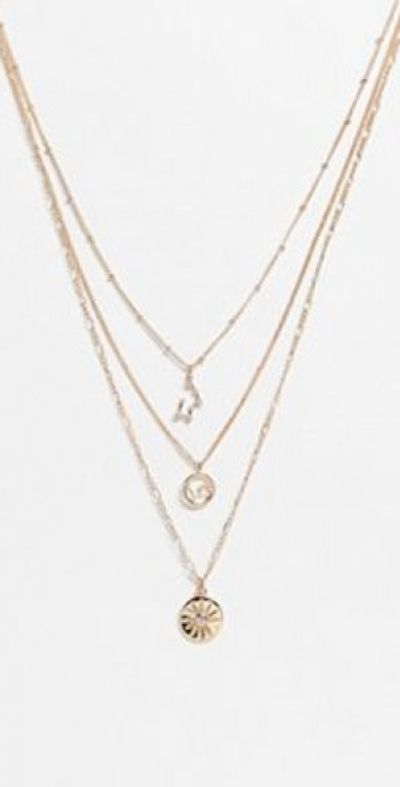 Reclaimed Vintage Reclaimed Vintage inspired constellation star multirow necklace-Gold