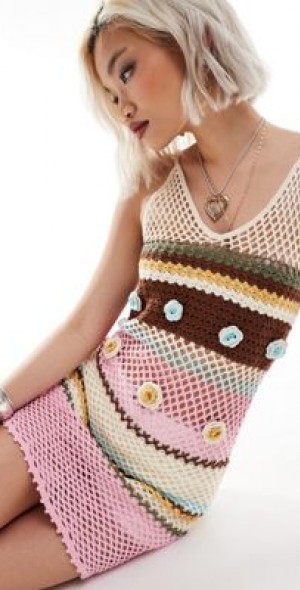 Reclaimed Vintage - limited edition festival crochet floral knit
