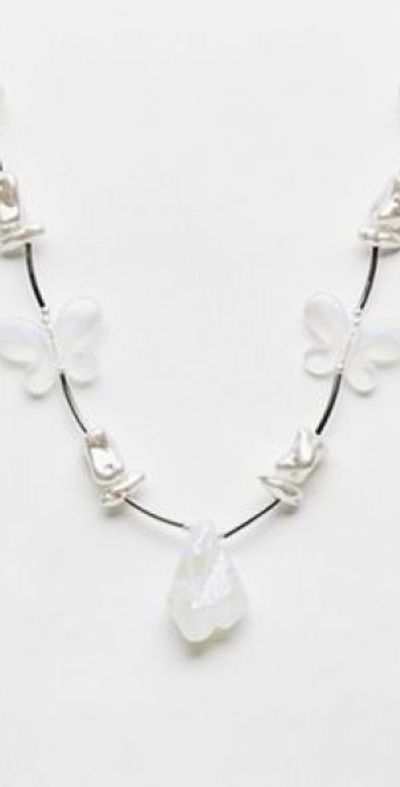 Reclaimed Vintage Reclaimed Vintage unisex beaded moonstone necklace-Multi