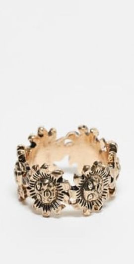 Reclaimed Vintage Reclaimed Vintage unisex ring with sunshines in gold