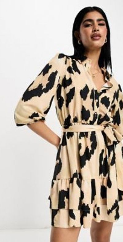 Asos Design River Island Black Shirt Dress River Island Leopard