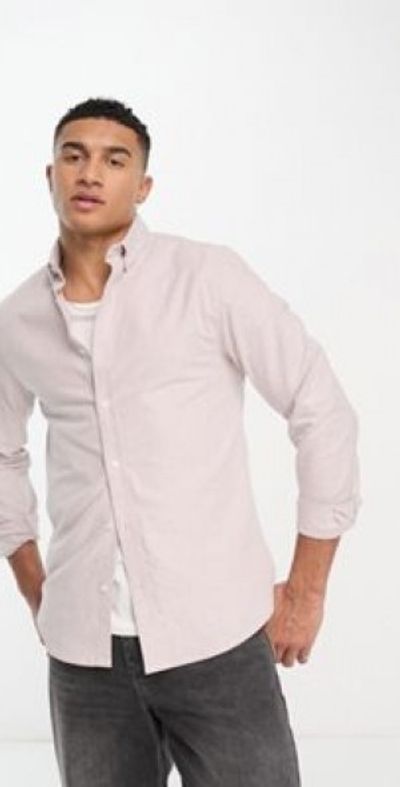 River Island River Island long sleeve smart oxford shirt in stone-Neutral
