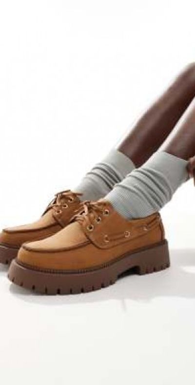 SEQWL SEQWL Exton chunky platform boat shoes in mustard-Yellow