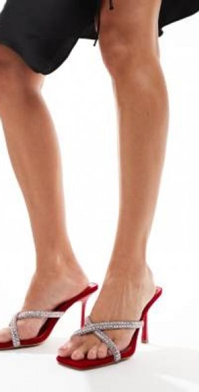 SIMMI Shoes Simmi London Aubriella embelished cross strap mule in red
